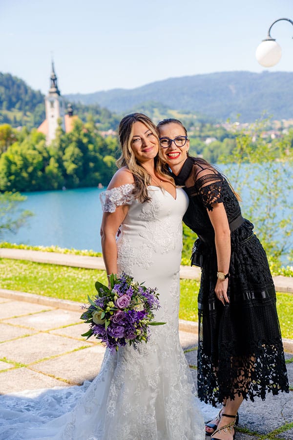 An amazing bride with lake bled wedding planner Petra Starbek at vila Bled.
