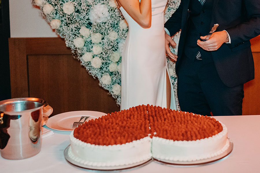 Heart shaped wedding cake.