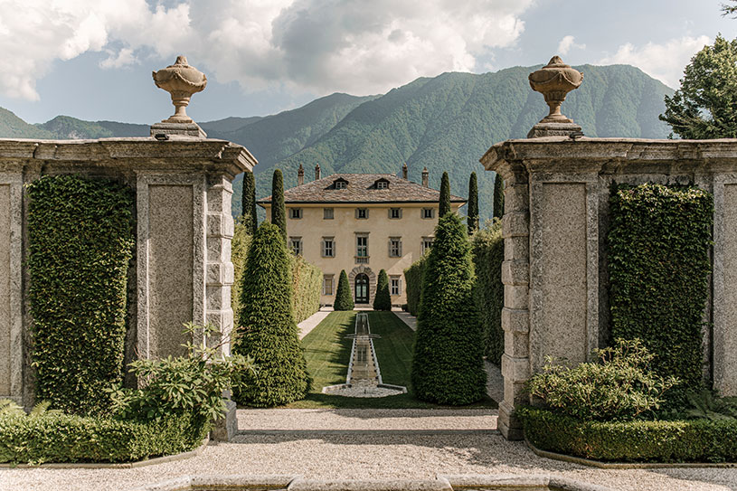 Classic Lake Como wedding villa with formal gardens, often inspiring couples to explore quieter alternatives like Lake Bled