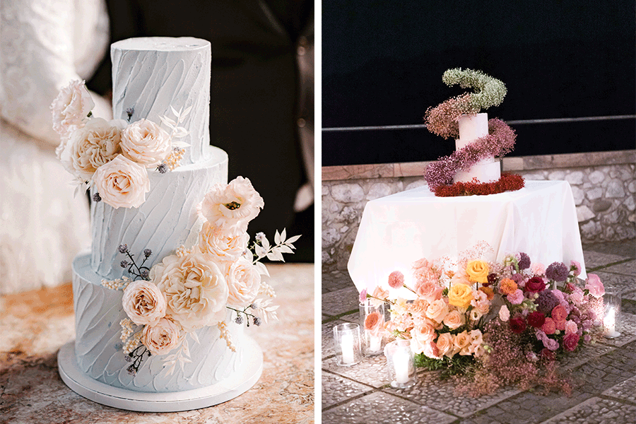 Two different wedding cakes for a wedding in lake Bled Castle.